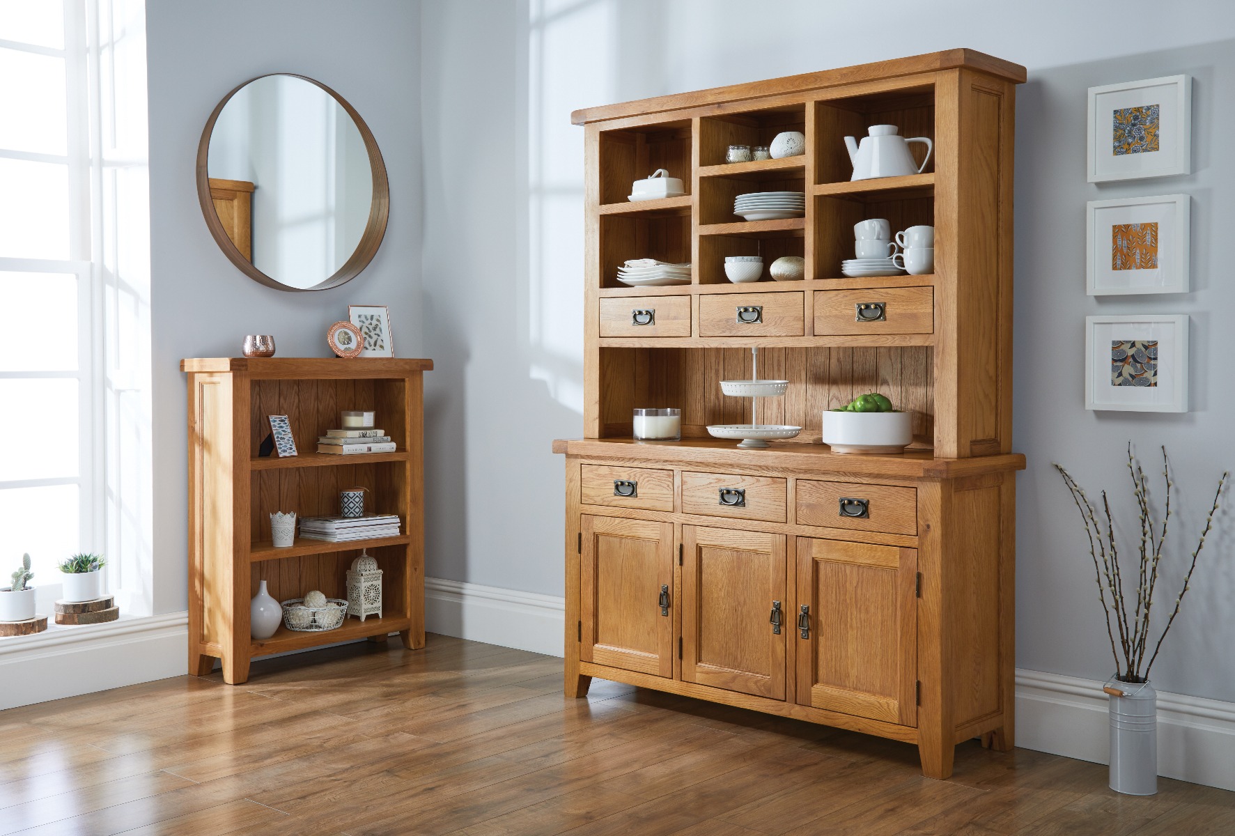 Countr468 Country Oak Large Dresser Unit Buffet And Hutch 1 1 