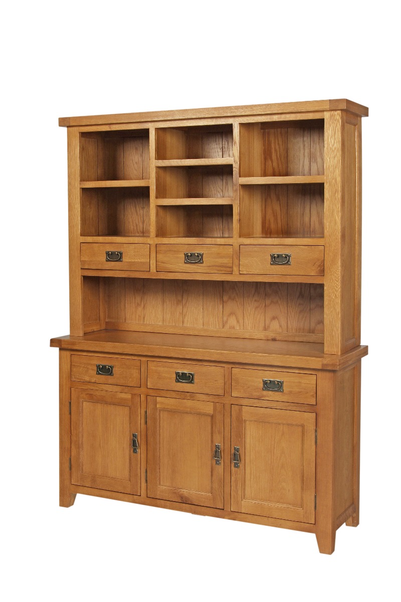 Large Rustic Oak Dresser Display Unit From Topfurniture