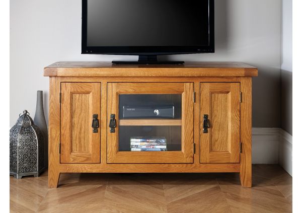Country Oak TV unit with Glass Front