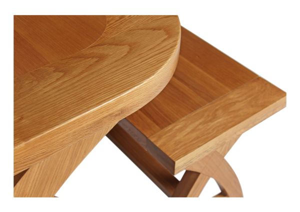 Country Oak 180cm Extending Cross Leg Oval Table & 2 120cm Cross Leg ...