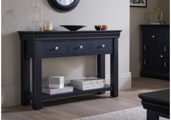 Toulouse Black Painted 3 Drawer Large Console Table