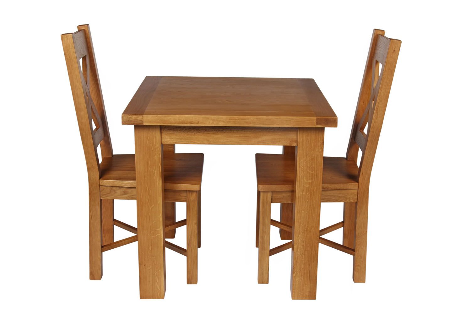 Country Oak 80cm Oak Table & 2 Grasmere Oak Seat Chair Set