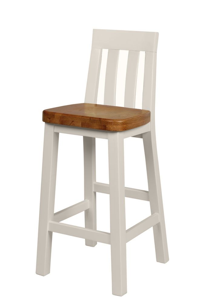 Billy Grey Painted Bar Stool With Solid Oak Seat