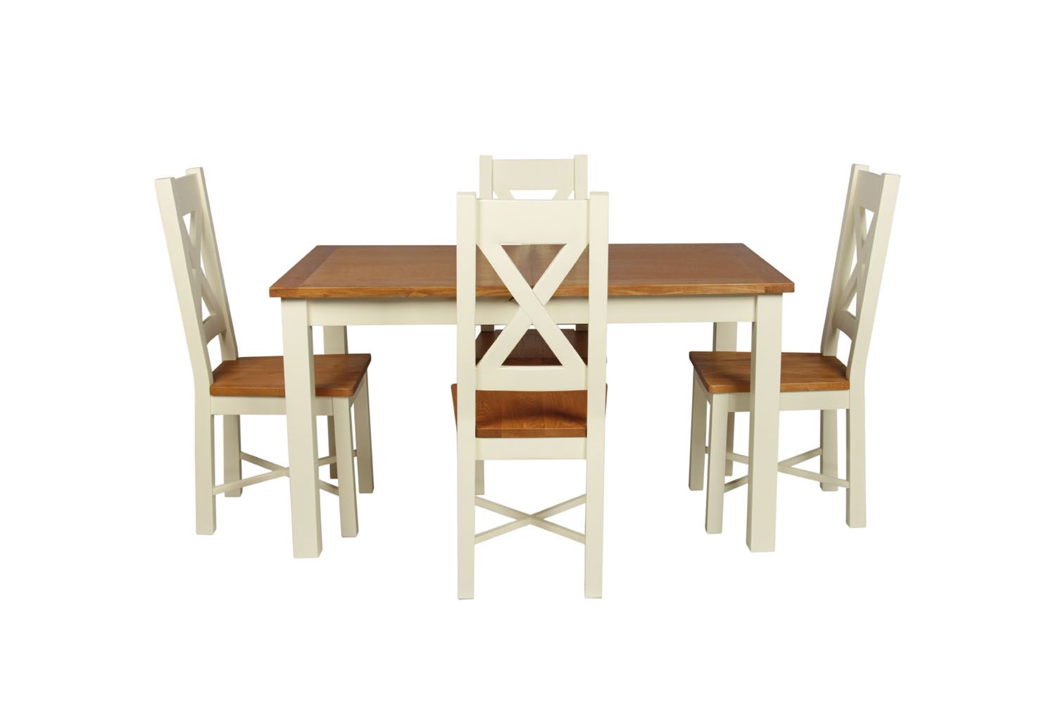 Country Oak 180cm Cream Painted Extending Dining Table & 4 Grasmere