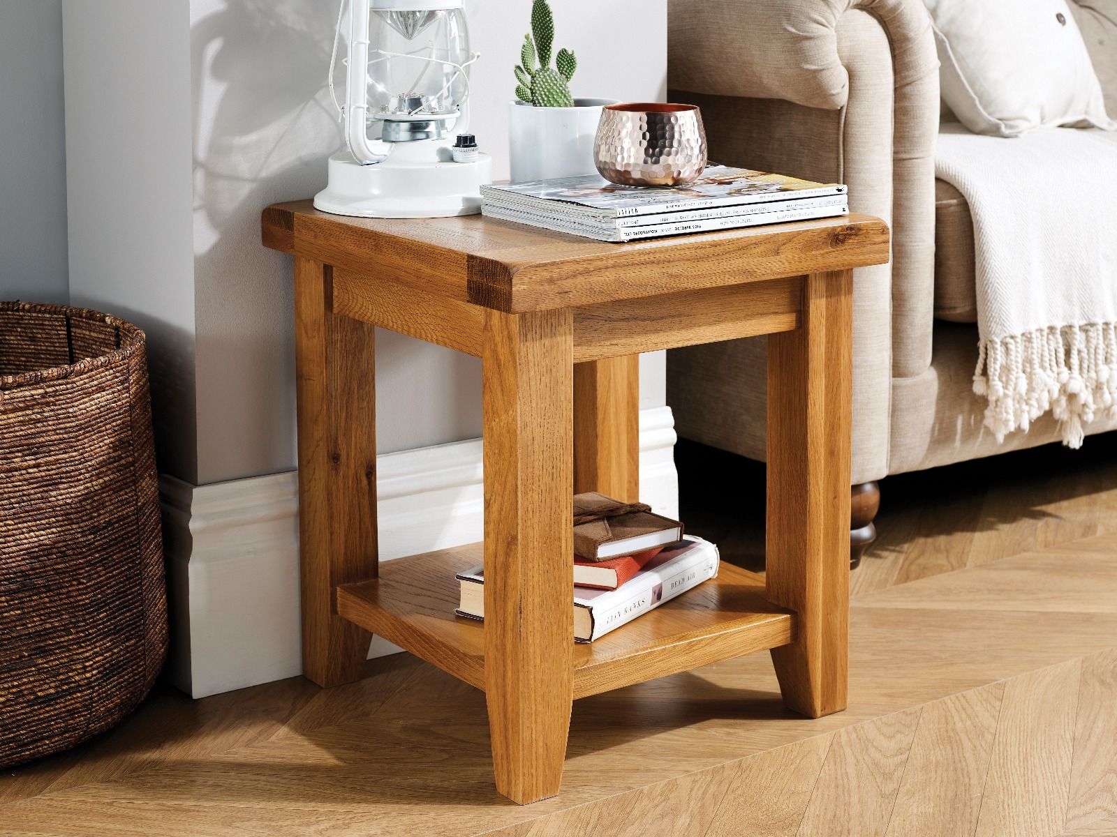 lamp table with shelf