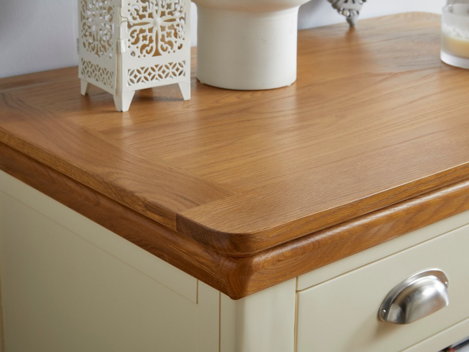 Farmhouse Cream Painted Oak Coffee Table with Drawers