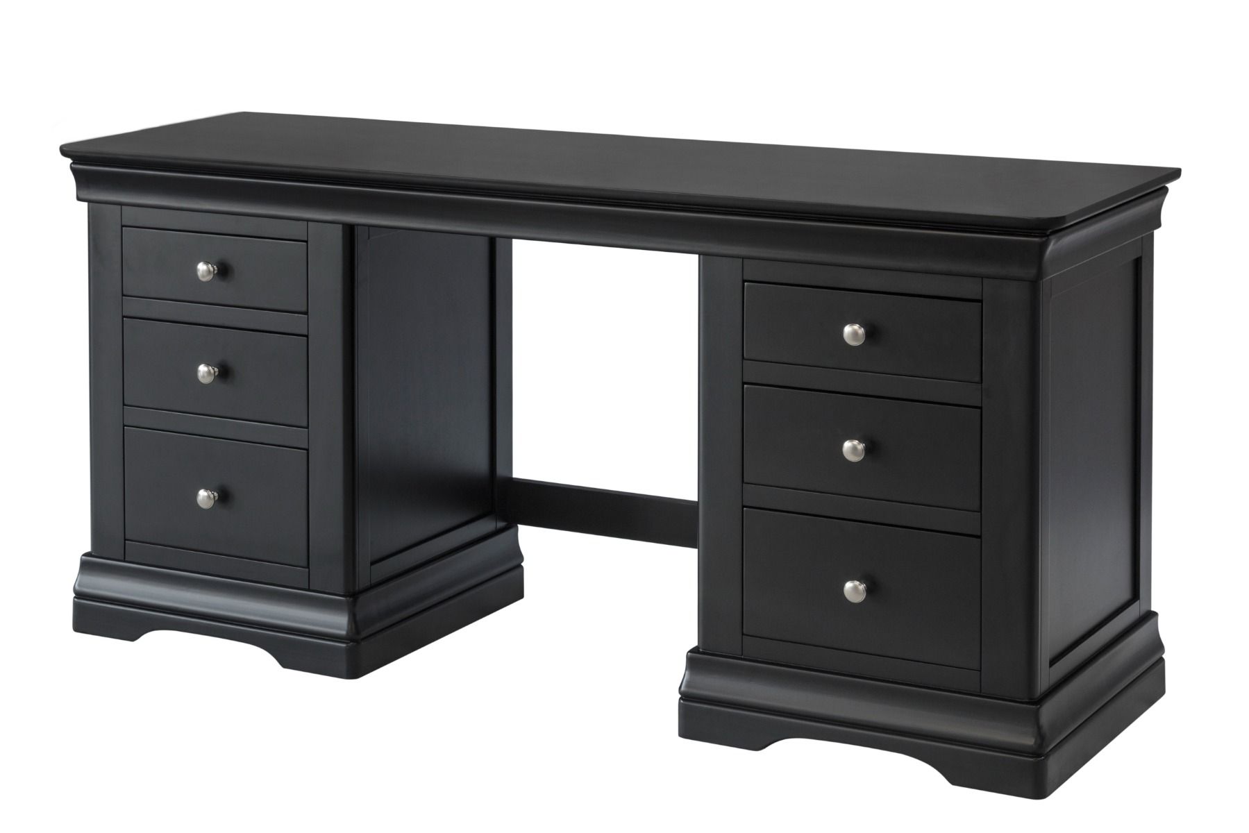 Toulouse Black Painted Double Pedestal Large Dressing Table