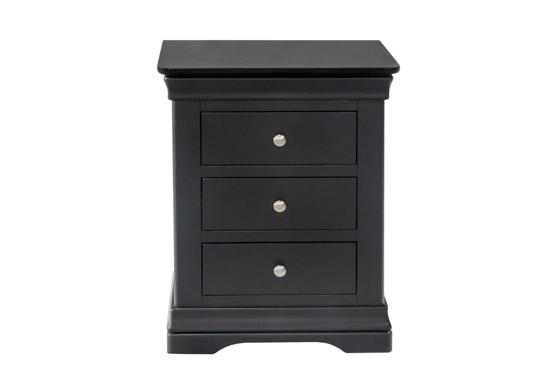 Toulouse Black Painted 3 Drawer Grande Large Bedside Table