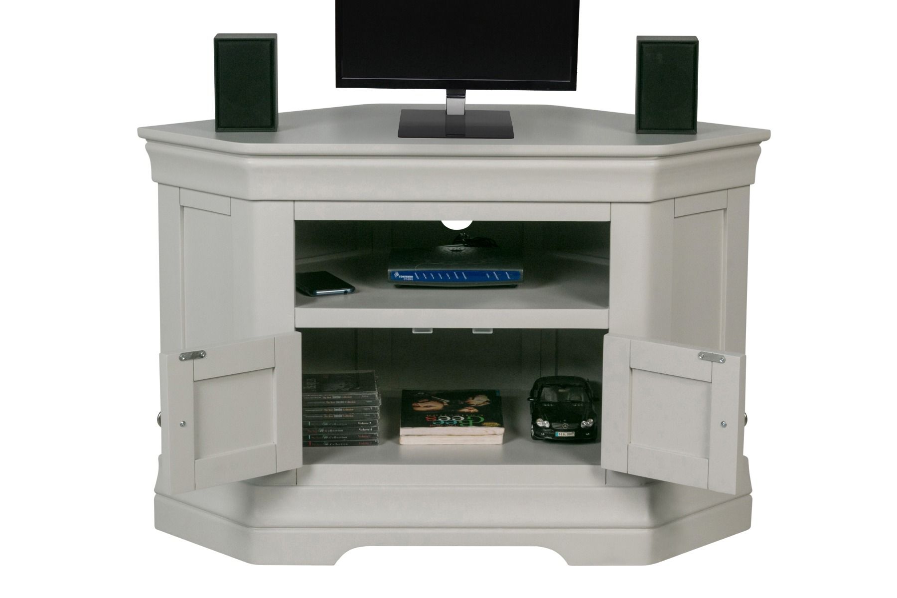 Toulouse Grey Painted Corner TV Unit 2 Doors Fully Assembled