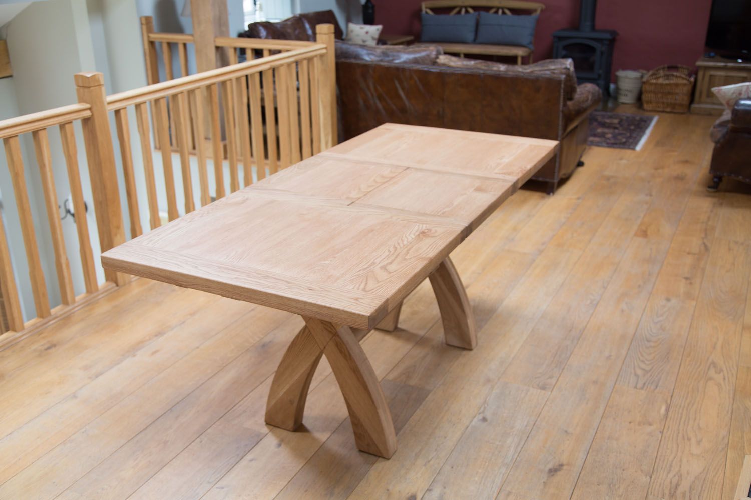 1.8m Extending Oak Dining Table Cross Leg Free Delivery Top Furniture