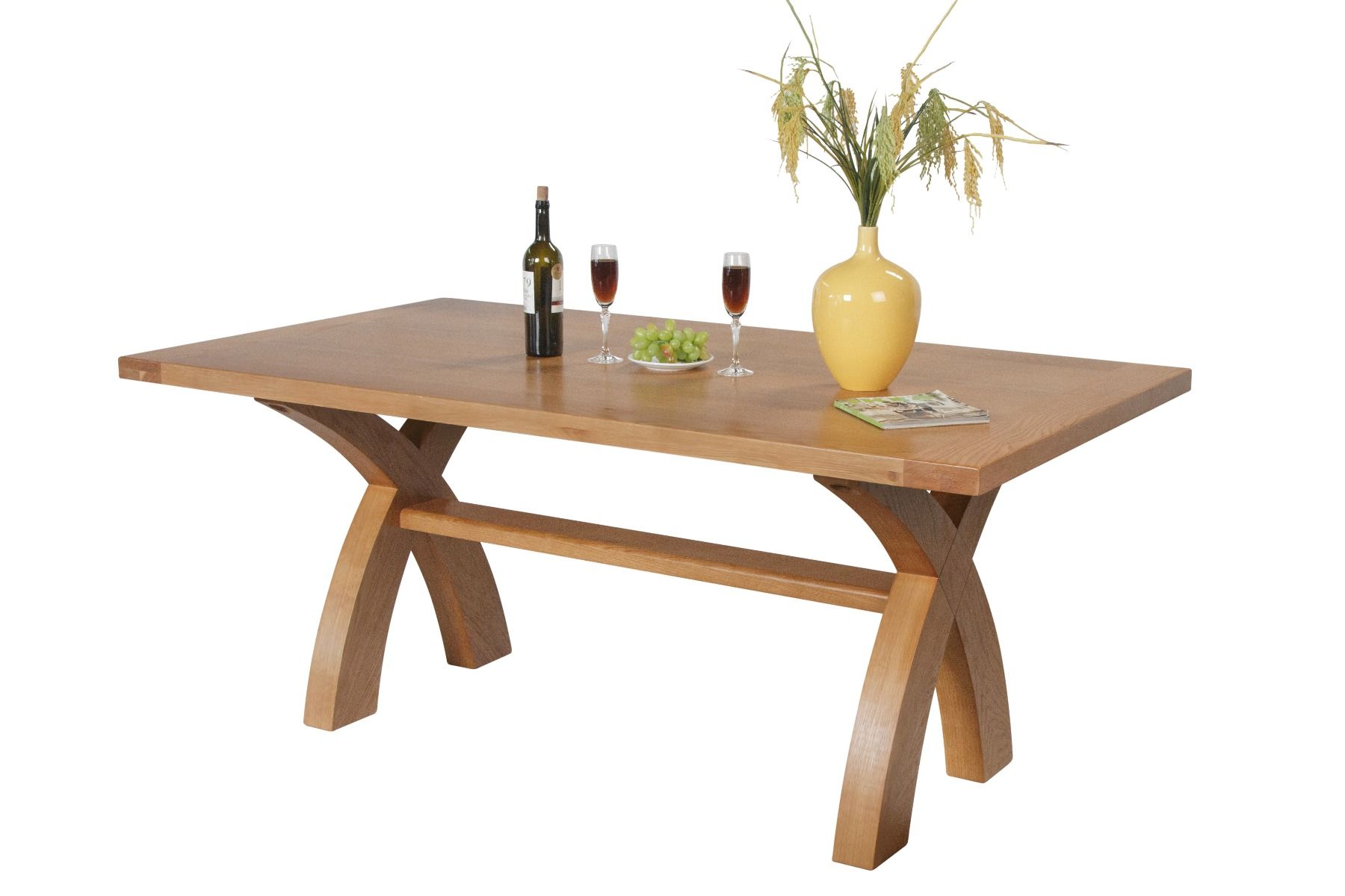 1.8m Country Oak Cross Leg Dining Table 8 Seater Cross Leg Table