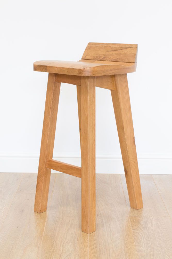Solid Oak Contemporary Bar Stool Wave Free Delivery Top Furniture