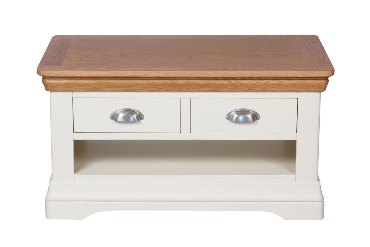Farmhouse Cream Painted Oak Coffee Table With Drawers