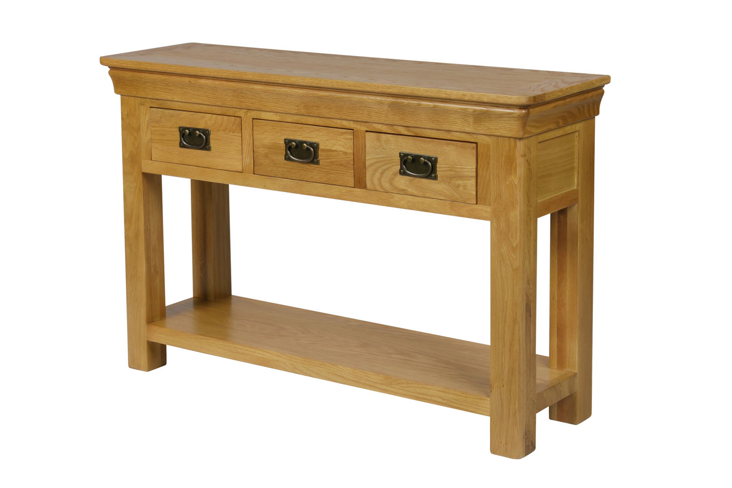 Farmhouse Oak 3 Drawer Console Table
