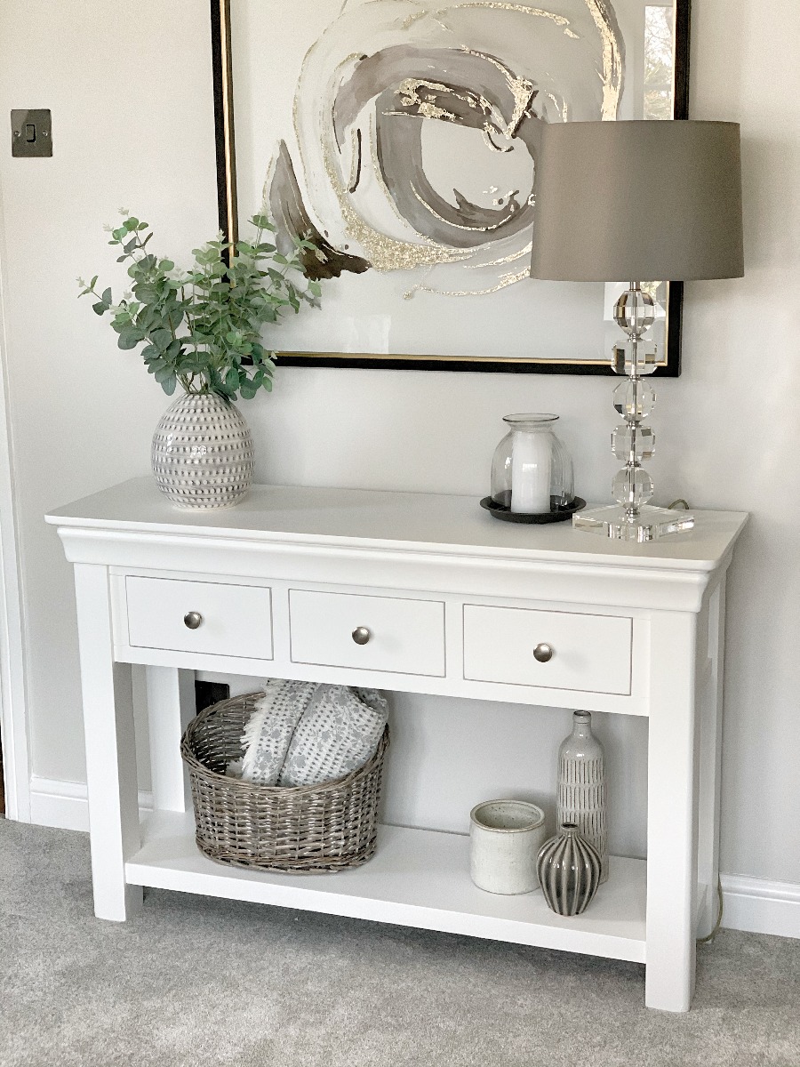 Toulouse White Painted Large 3 Drawer Console Table Fully Assembled