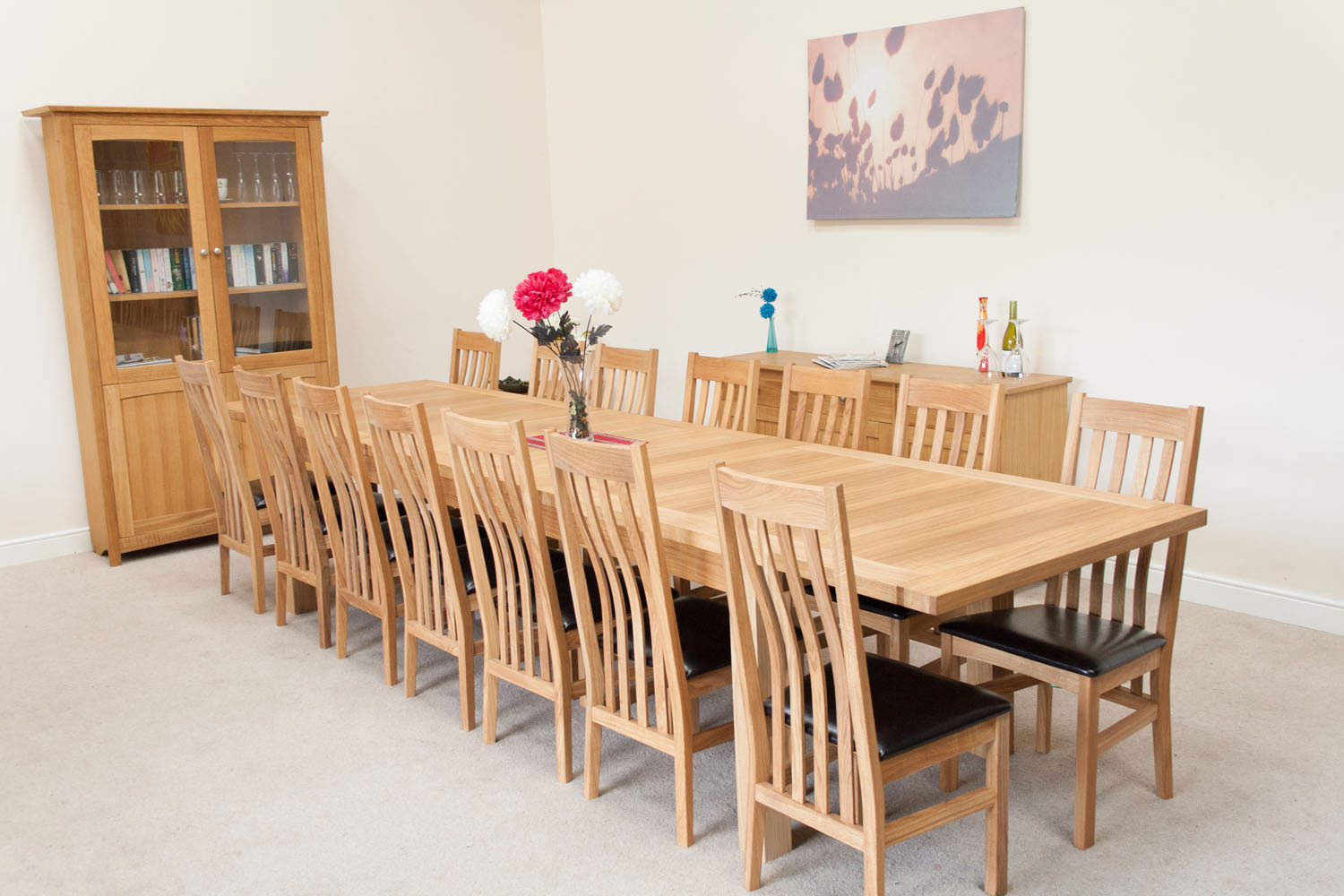Large 12 14 Seater Oak Extending Dining Table Tallinn Free Delivery Top Furniture