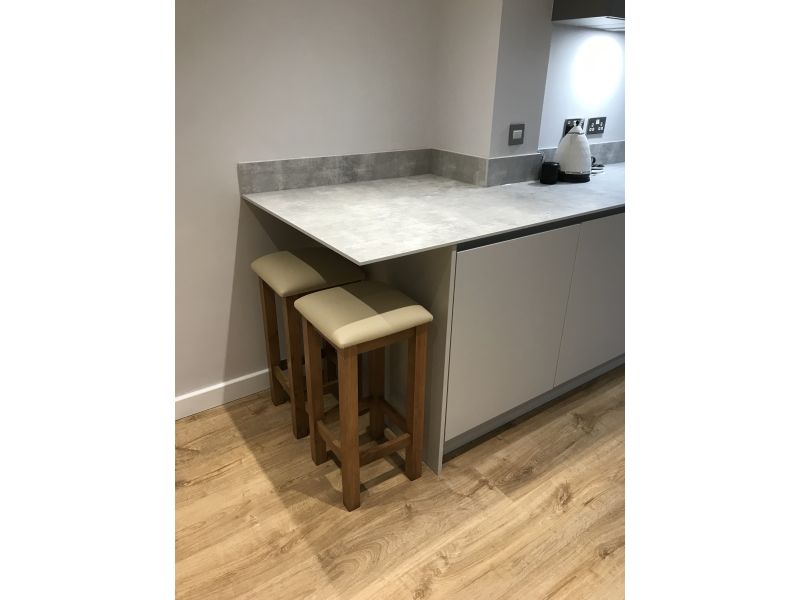 Baltic Solid Oak Cream Leather Bar Stool Cream Wood Stool