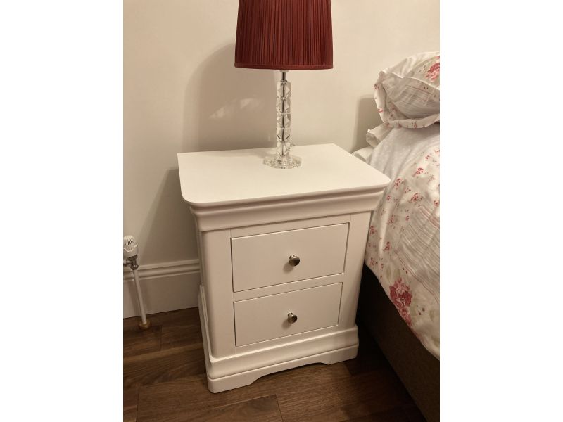 Toulouse White Painted 2 Drawer Bedside Table Free Delivery Top