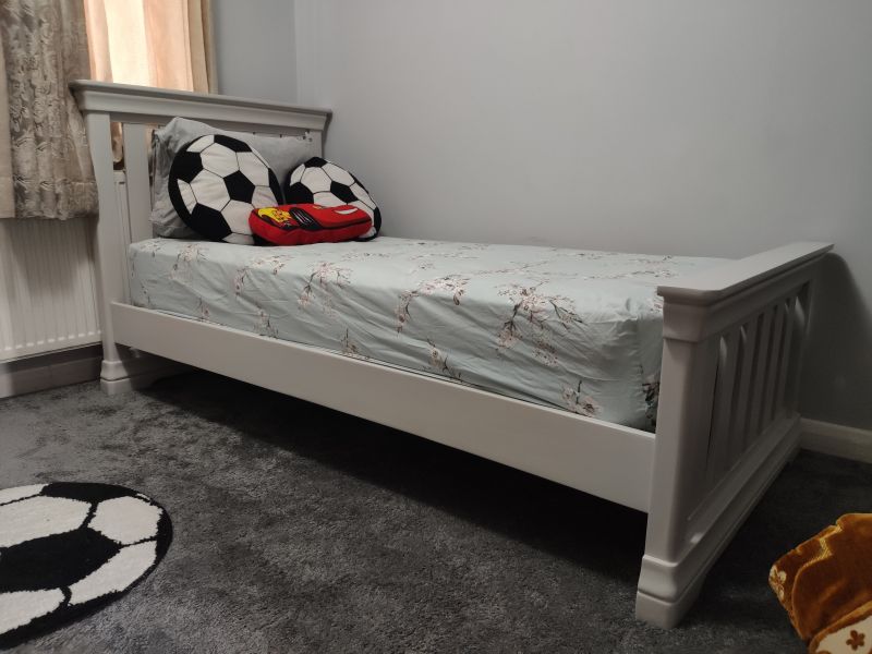 Toulouse Grey Painted 3' Single Slatted Bed Free Fast Delivery Top